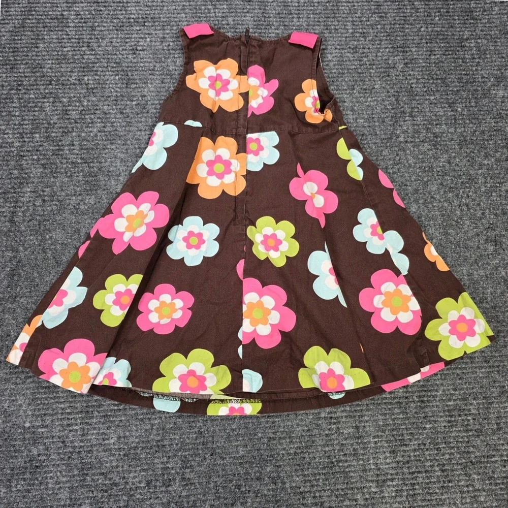 Gymboree Floral Bow‎ Sleeveless Cotton Dress Girl's Size 4 Brown Pink